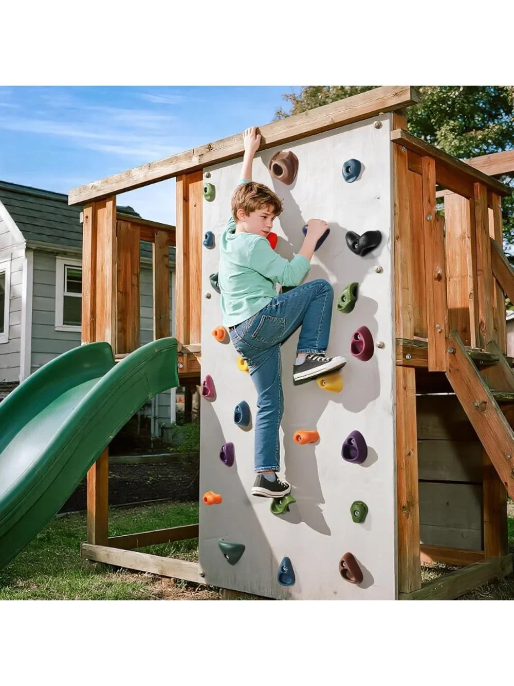 New 20Pcs Rock Wall Climbing Holds for Kids, Climbing Grips for Indoor/Outdoor